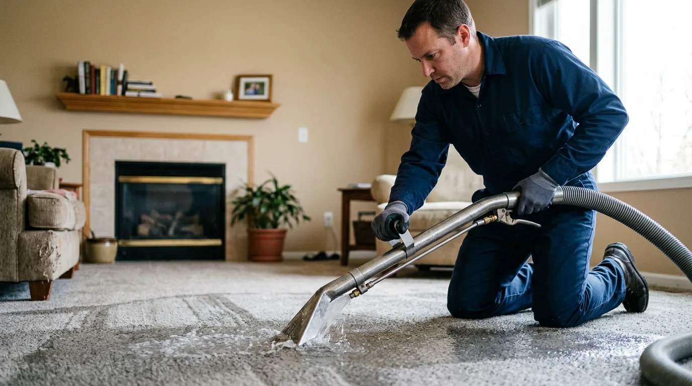 Water damage restoration technician working near Hartland, VT